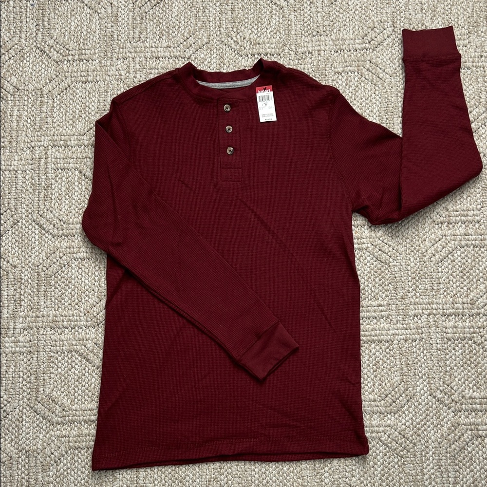 Northwest Territory Burgundy Long Sleeve Waffle Henley Shirt
